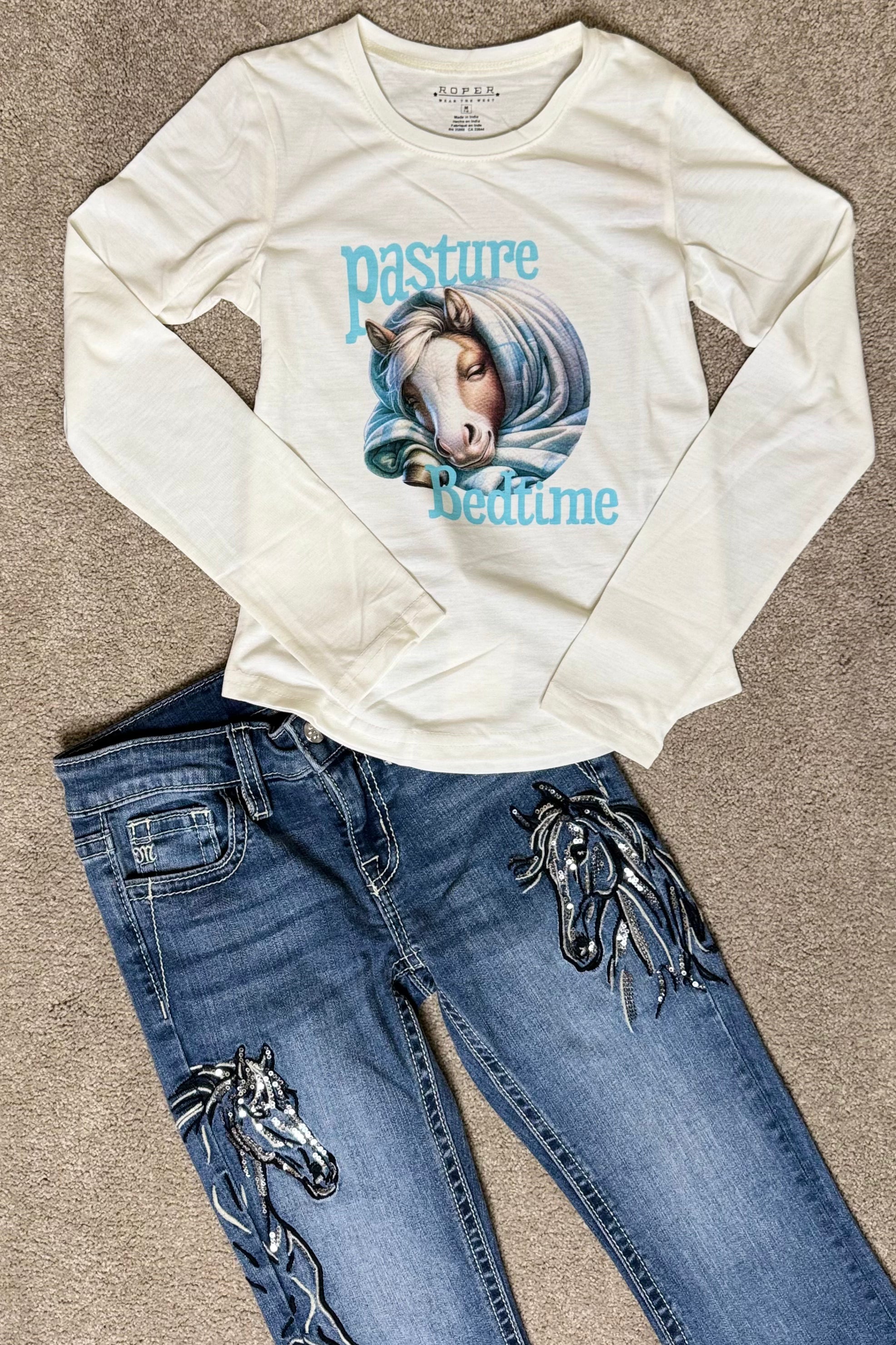Little Girls 'Pasture Bedtime' Tee by Roper-Top-Roper/Stetson-Gallop 'n Glitz- Women's Western Wear Boutique, Located in Grants Pass, Oregon