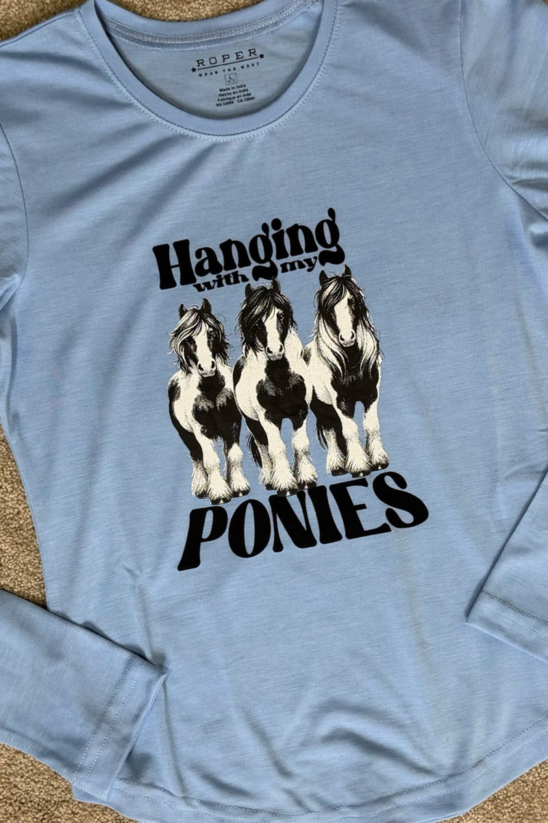 Girls Hanging With My Ponies Long Sleeve by Roper-Girls Top-Roper/Stetson-Gallop 'n Glitz- Women's Western Wear Boutique, Located in Grants Pass, Oregon