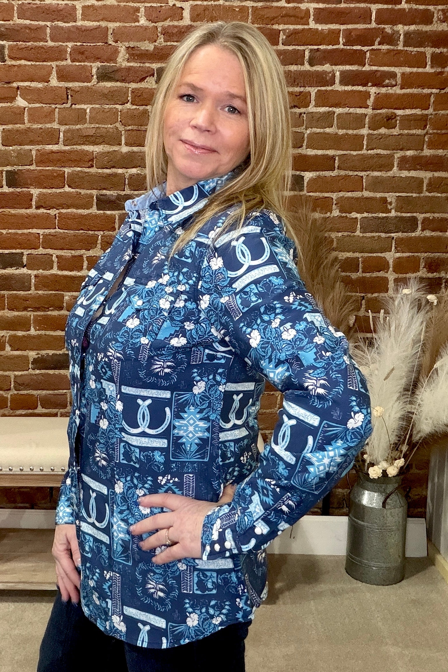 Women's L/S Tropical Resort Pearl Snap by Roper-Top-Roper/Stetson-Gallop 'n Glitz- Women's Western Wear Boutique, Located in Grants Pass, Oregon