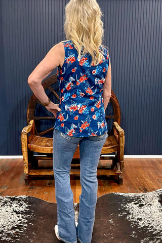 Western Aloha Sleeveless Snap Shirt by Roper-Top-Roper/Stetson-Gallop 'n Glitz- Women's Western Wear Boutique, Located in Grants Pass, Oregon