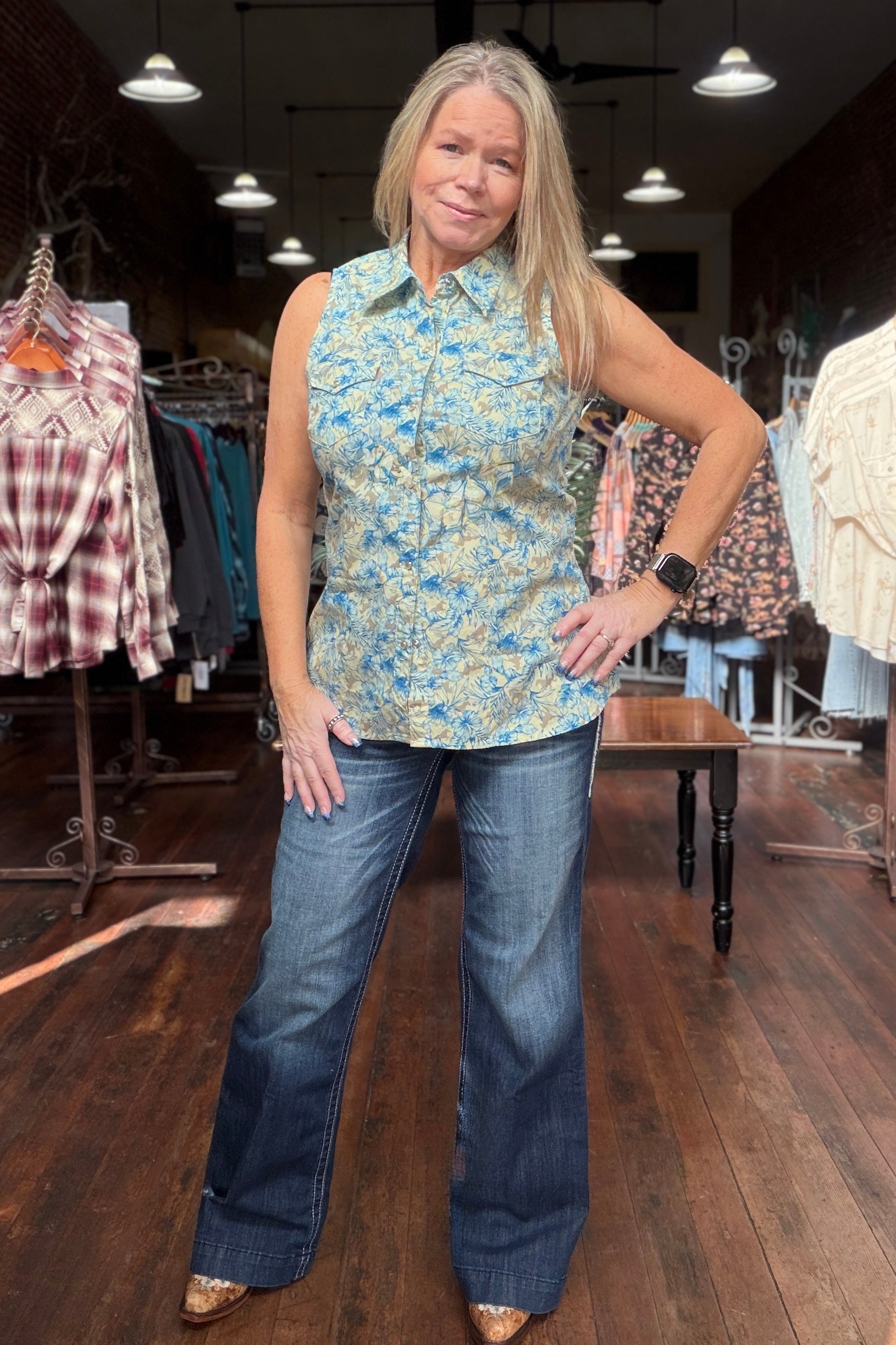Women's Hibiscus Dreams Pearl Snap by Roper-Top-Roper/Stetson-Gallop 'n Glitz- Women's Western Wear Boutique, Located in Grants Pass, Oregon