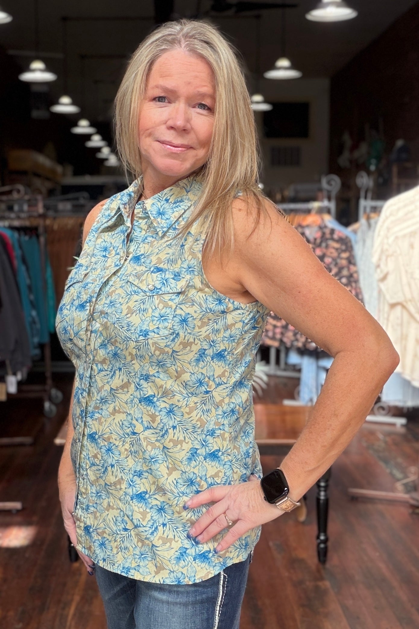 Women's Hibiscus Dreams Pearl Snap by Roper-Top-Roper/Stetson-Gallop 'n Glitz- Women's Western Wear Boutique, Located in Grants Pass, Oregon