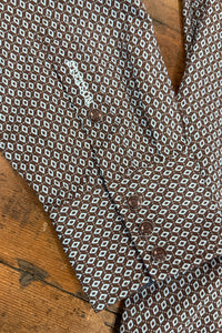 Men's Blue and Brown Diamond Long Sleeve Shirt by Stetson-Men's Dress Shirt-Roper/Stetson-Gallop 'n Glitz- Women's Western Wear Boutique, Located in Grants Pass, Oregon