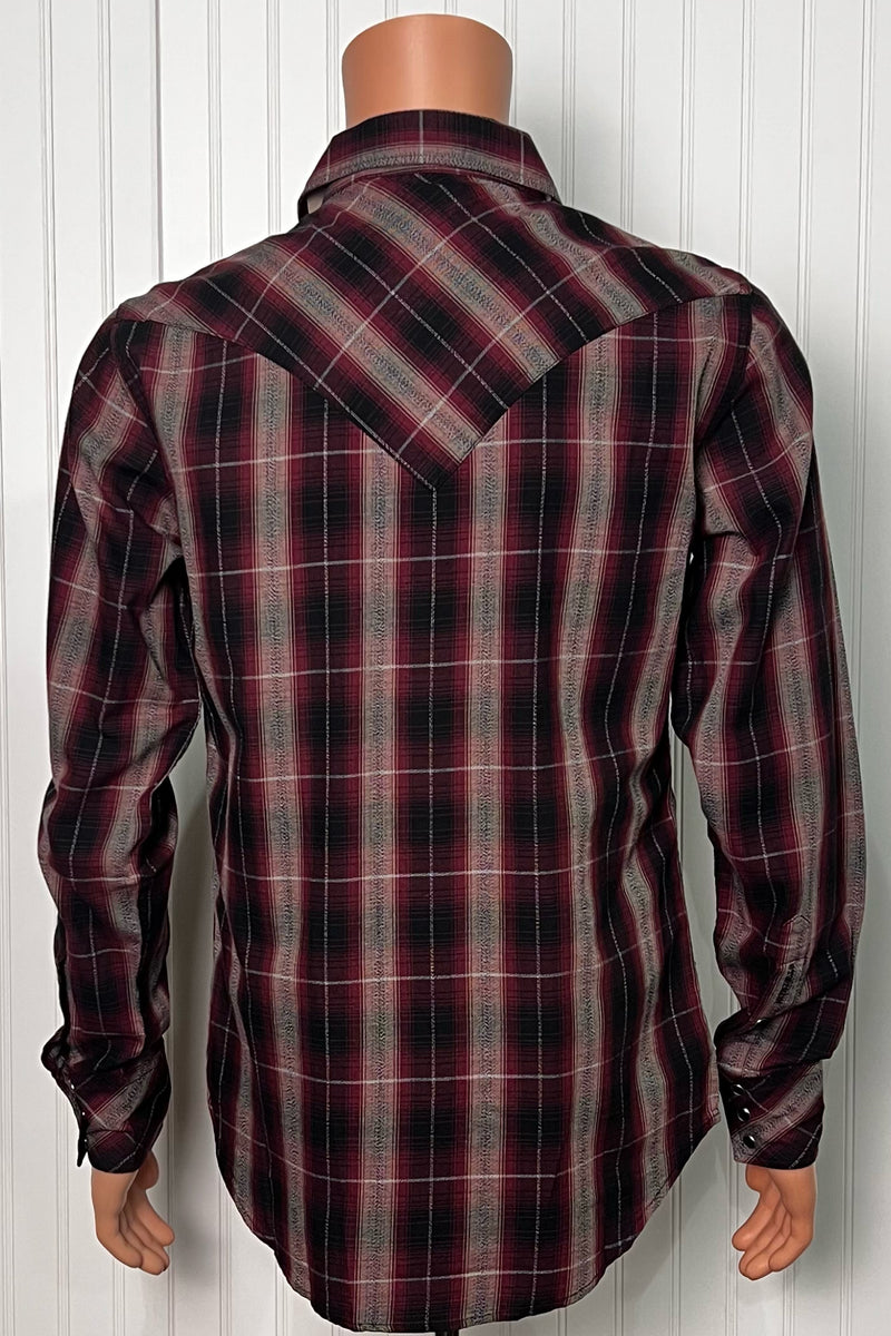 Red Marl Plaid Long Sleeve Shirt by Stetson-Men's Dress Shirt-Roper/Stetson-Gallop 'n Glitz- Women's Western Wear Boutique, Located in Grants Pass, Oregon