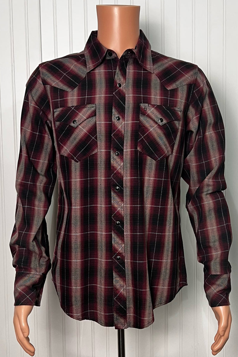 Red Marl Plaid Long Sleeve Shirt by Stetson-Men's Dress Shirt-Roper/Stetson-Gallop 'n Glitz- Women's Western Wear Boutique, Located in Grants Pass, Oregon