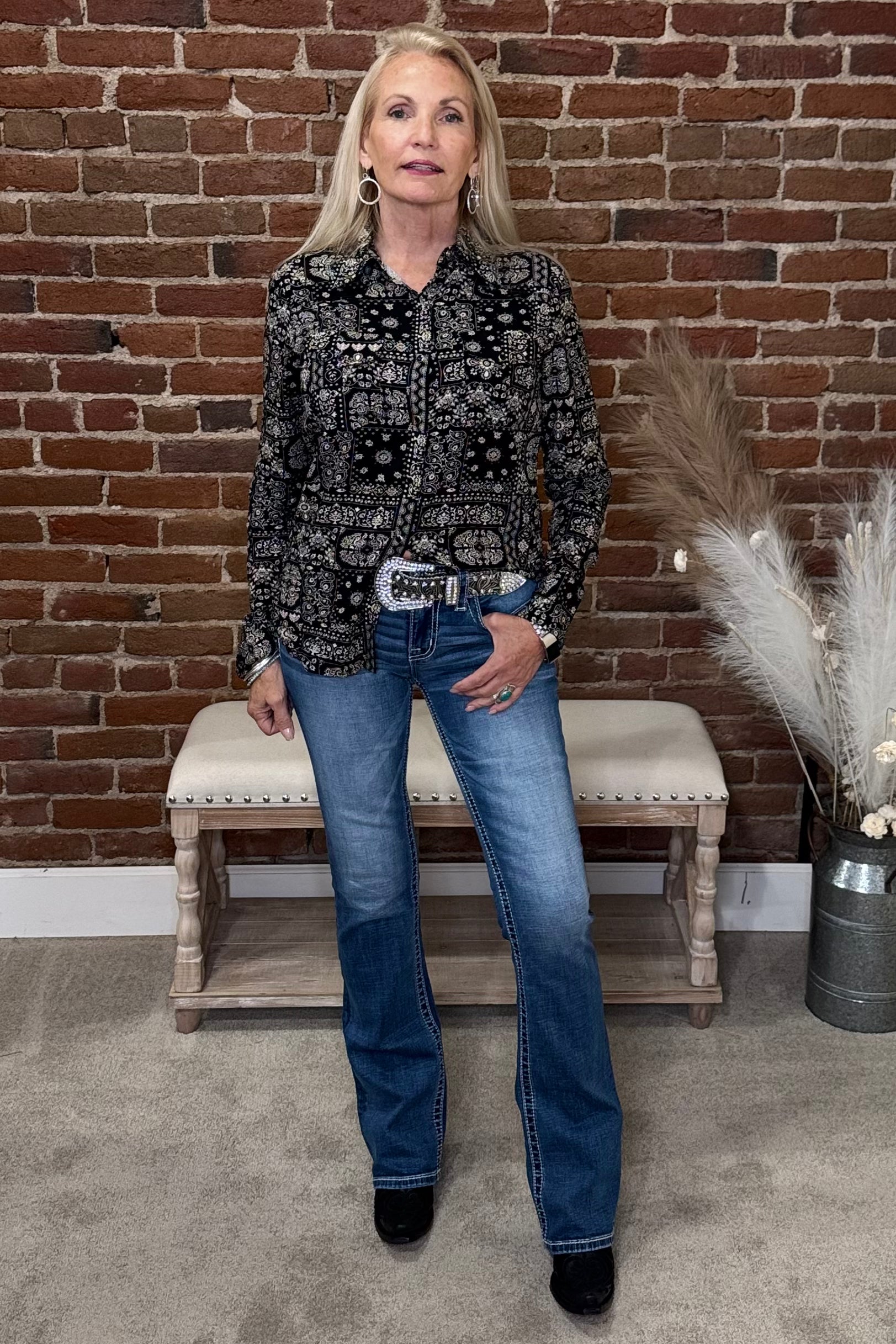 Bandana Nights Western Snap Shirt By Stetson-Top-Roper/Stetson-Gallop 'n Glitz- Women's Western Wear Boutique, Located in Grants Pass, Oregon