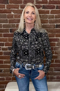 Bandana Nights Western Snap Shirt By Stetson-Top-Roper/Stetson-Gallop 'n Glitz- Women's Western Wear Boutique, Located in Grants Pass, Oregon