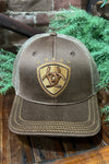 Ariat Men's Brown Mesh Oilskin Cap-Men's Ball Cap-M&F-Gallop 'n Glitz- Women's Western Wear Boutique, Located in Grants Pass, Oregon