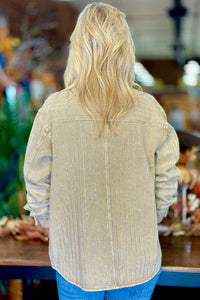 Sparkle Stripe Boyfriend Jacket-Jacket-Blue B-Gallop 'n Glitz- Women's Western Wear Boutique, Located in Grants Pass, Oregon