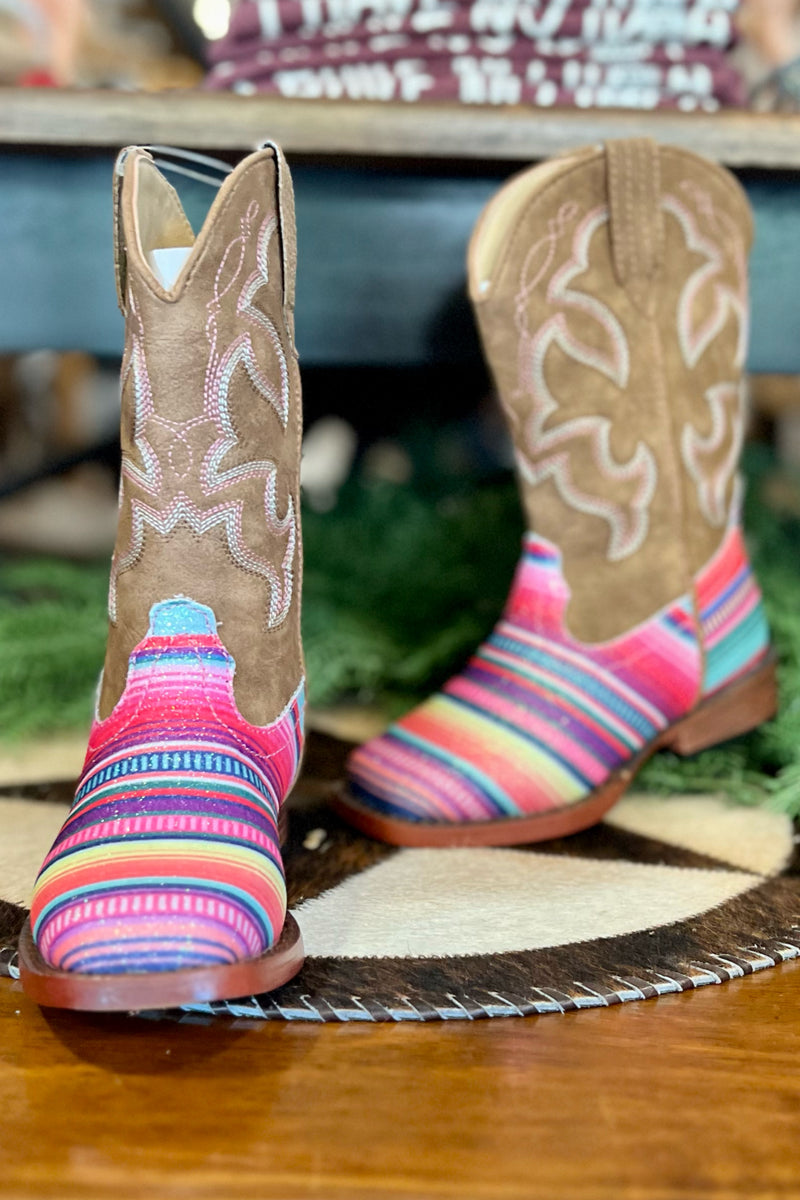 Roper Youth Glitter Serape Square Toe Boot-Kids Footwear-Roper/Stetson-Gallop 'n Glitz- Women's Western Wear Boutique, Located in Grants Pass, Oregon