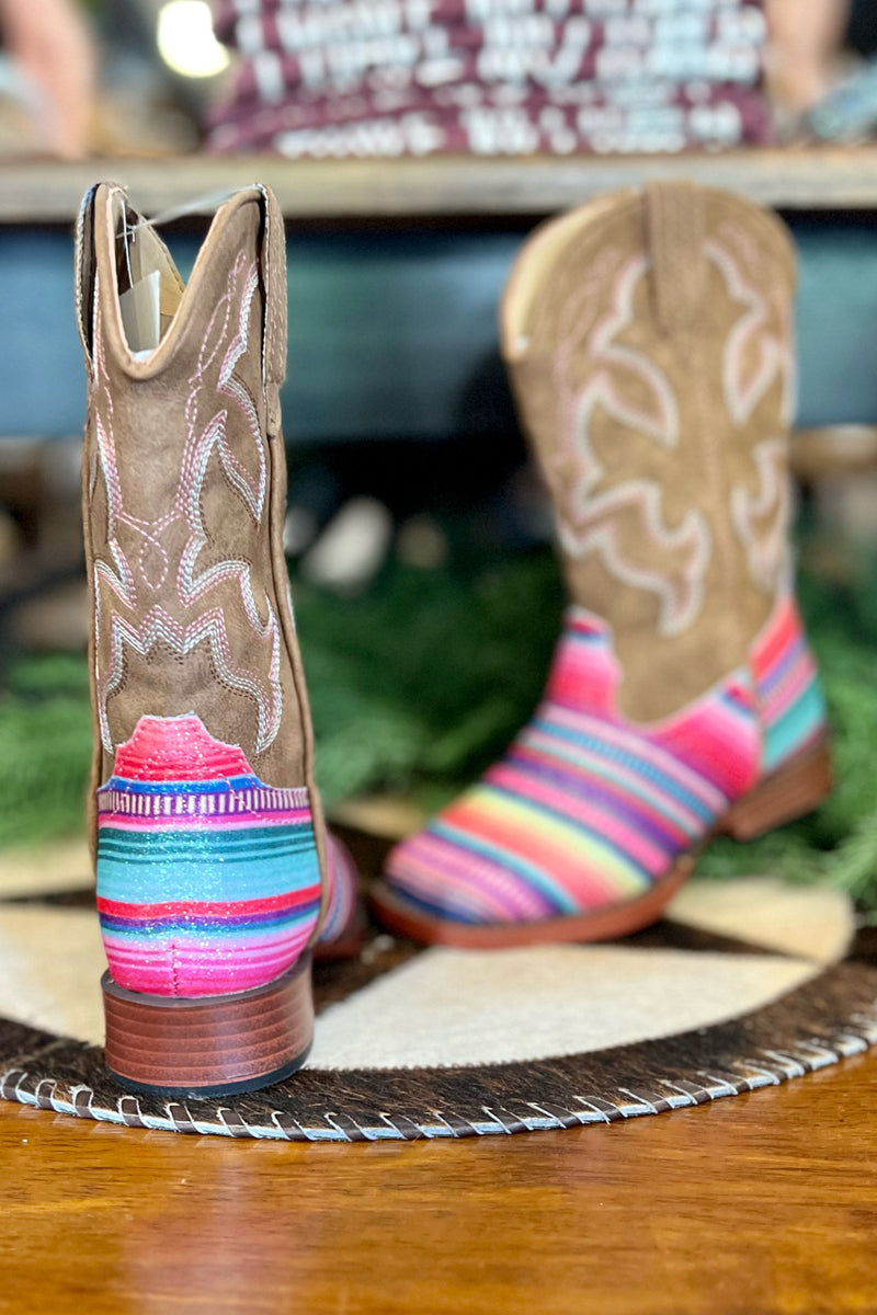 Roper Youth Glitter Serape Square Toe Boot-Kids Footwear-Roper/Stetson-Gallop 'n Glitz- Women's Western Wear Boutique, Located in Grants Pass, Oregon