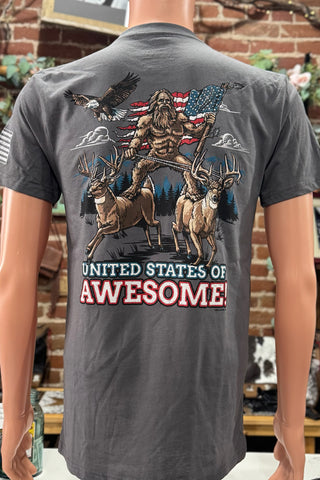 Mens Squatch US of Awesome Tee-Men's Graphic Tee-Buck Wear-Gallop 'n Glitz- Women's Western Wear Boutique, Located in Grants Pass, Oregon