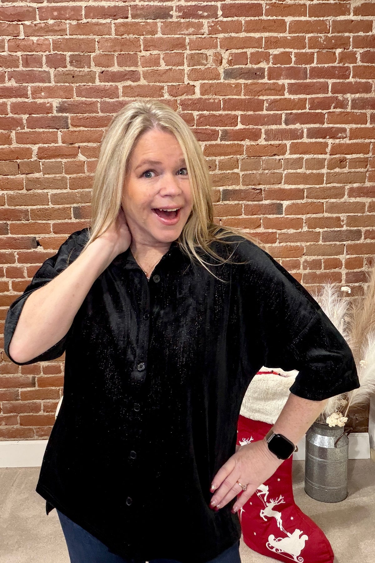 Prim Button Up Black Velvet Top-top-jess lea-Gallop 'n Glitz- Women's Western Wear Boutique, Located in Grants Pass, Oregon