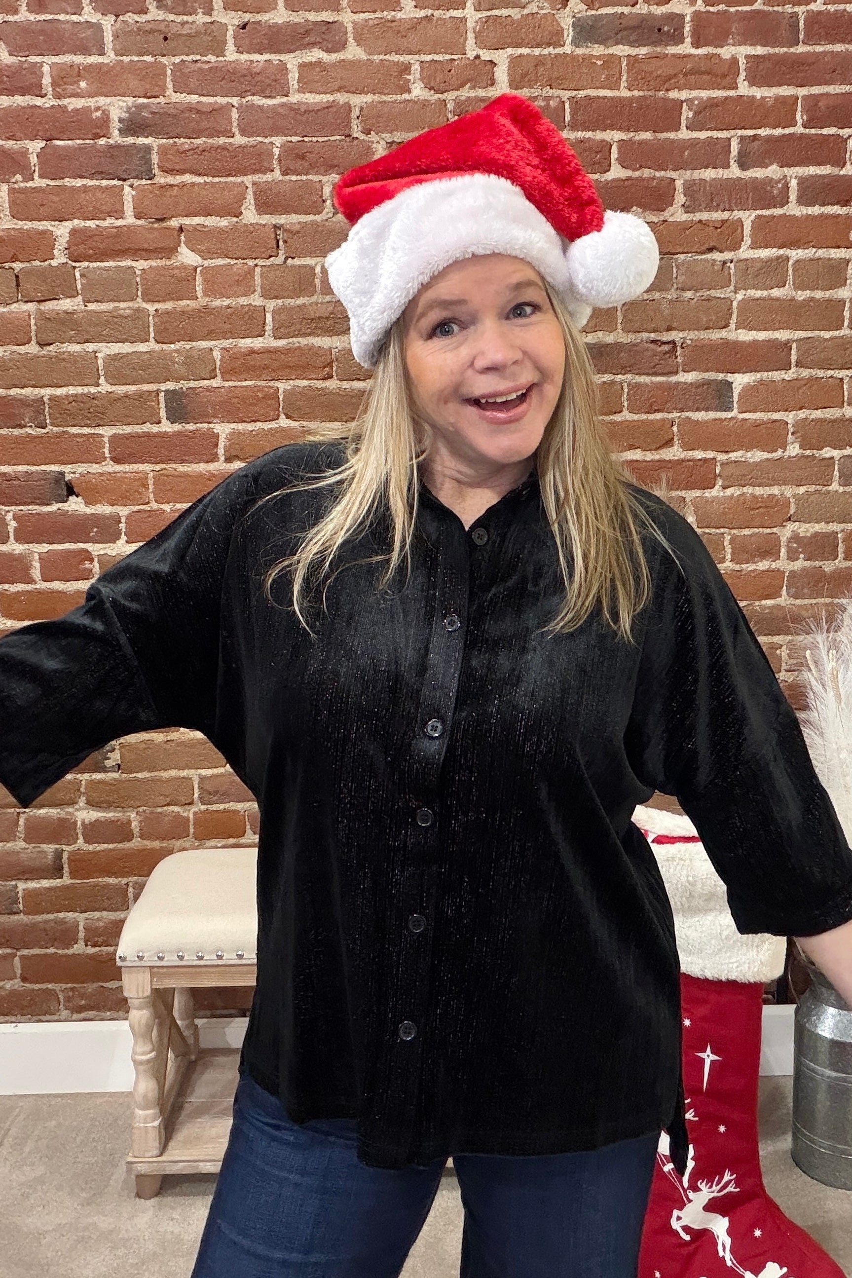 Prim Button Up Black Velvet Top-top-jess lea-Gallop 'n Glitz- Women's Western Wear Boutique, Located in Grants Pass, Oregon