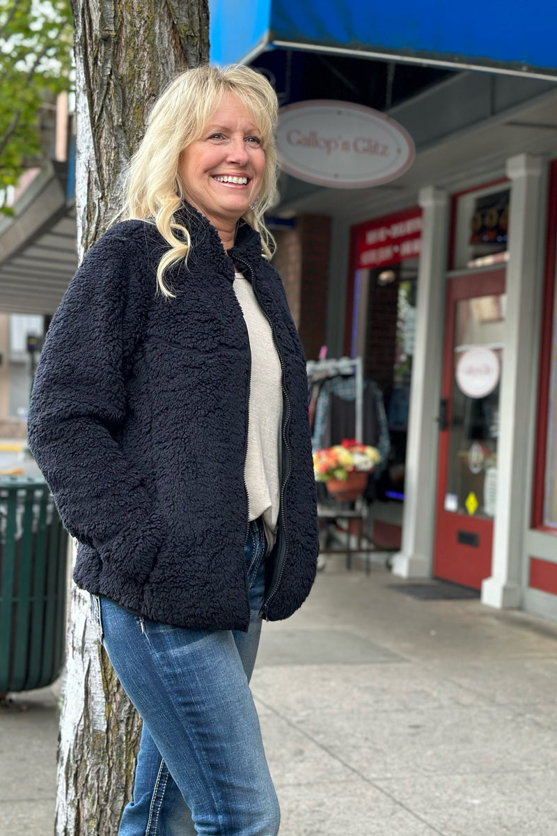 Ladies "Oh So Cozy" Fuzzy Full Zip Jacket-Jacket-Outback Trading-Gallop 'n Glitz- Women's Western Wear Boutique, Located in Grants Pass, Oregon