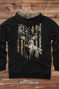 Men's Camo Stag & Stripes Hoodie-Men's Hoodie-Buck Wear-Gallop 'n Glitz- Women's Western Wear Boutique, Located in Grants Pass, Oregon