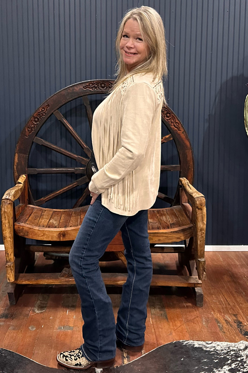 The Dakota Fringe Faux Suede Jacket-Jacket-Vocal-Gallop 'n Glitz- Women's Western Wear Boutique, Located in Grants Pass, Oregon