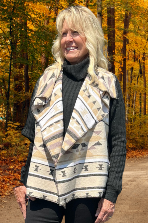 Navajo Open Front Blanket Wrap Vest-Vest-Cripple Creek-Gallop 'n Glitz- Women's Western Wear Boutique, Located in Grants Pass, Oregon