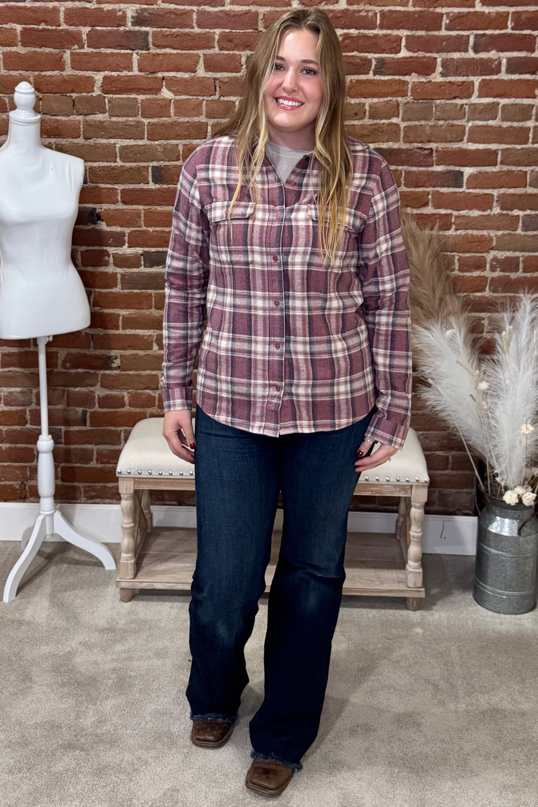 Women's Plaid Flannel Shirt by Outback-top-Outback Trading-Gallop 'n Glitz- Women's Western Wear Boutique, Located in Grants Pass, Oregon