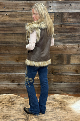 The High Desert Luxe Faux Suede Vest With Fur Trim-Vest-Tasha Polizzi-Gallop 'n Glitz- Women's Western Wear Boutique, Located in Grants Pass, Oregon