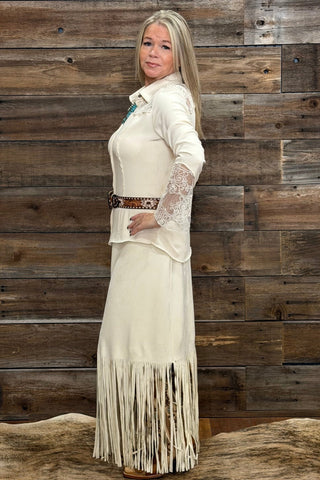 Fringe Faux Suede Skirt-Skirt-Origami-Gallop 'n Glitz- Women's Western Wear Boutique, Located in Grants Pass, Oregon