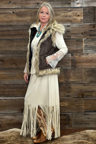 Fringe Faux Suede Skirt-Skirt-Origami-Gallop 'n Glitz- Women's Western Wear Boutique, Located in Grants Pass, Oregon