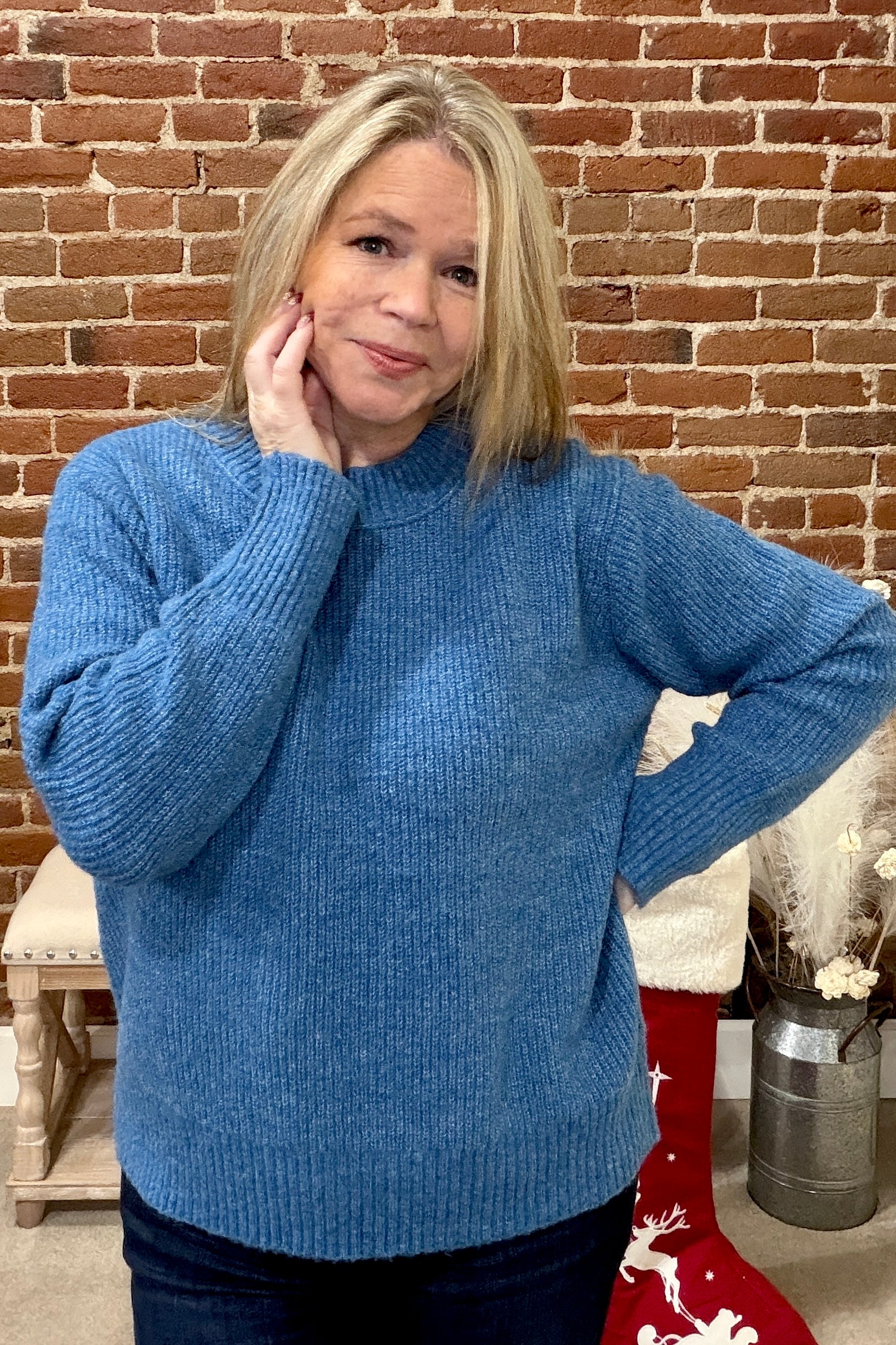 Bluebird Prairie Pullover Sweater-Top-Staccato-Gallop 'n Glitz- Women's Western Wear Boutique, Located in Grants Pass, Oregon