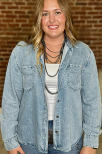 Frontier Blues Denim Shirt by Judy Blue-Outerwear-Judy Blue-Gallop 'n Glitz- Women's Western Wear Boutique, Located in Grants Pass, Oregon