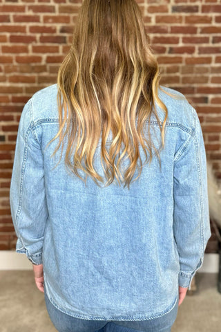 Frontier Blues Denim Shirt by Judy Blue-Outerwear-Judy Blue-Gallop 'n Glitz- Women's Western Wear Boutique, Located in Grants Pass, Oregon