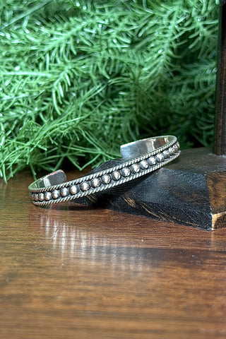 Sterling Silver 5 MM Ball Cuff With Rope Lining-Jewelry-BOHO SOL-Gallop 'n Glitz- Women's Western Wear Boutique, Located in Grants Pass, Oregon