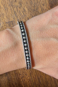 Sterling Silver 5 MM Ball Cuff With Rope Lining-Jewelry-BOHO SOL-Gallop 'n Glitz- Women's Western Wear Boutique, Located in Grants Pass, Oregon