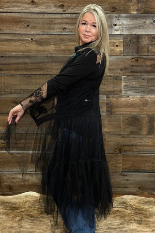 The Vintage Muse Sleeveless Duster Black-Duster-Origami-Gallop 'n Glitz- Women's Western Wear Boutique, Located in Grants Pass, Oregon