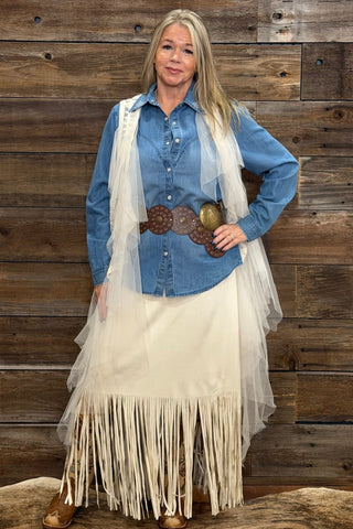 The Vintage Muse Sleeveless Duster Natural-Duster-Origami-Gallop 'n Glitz- Women's Western Wear Boutique, Located in Grants Pass, Oregon