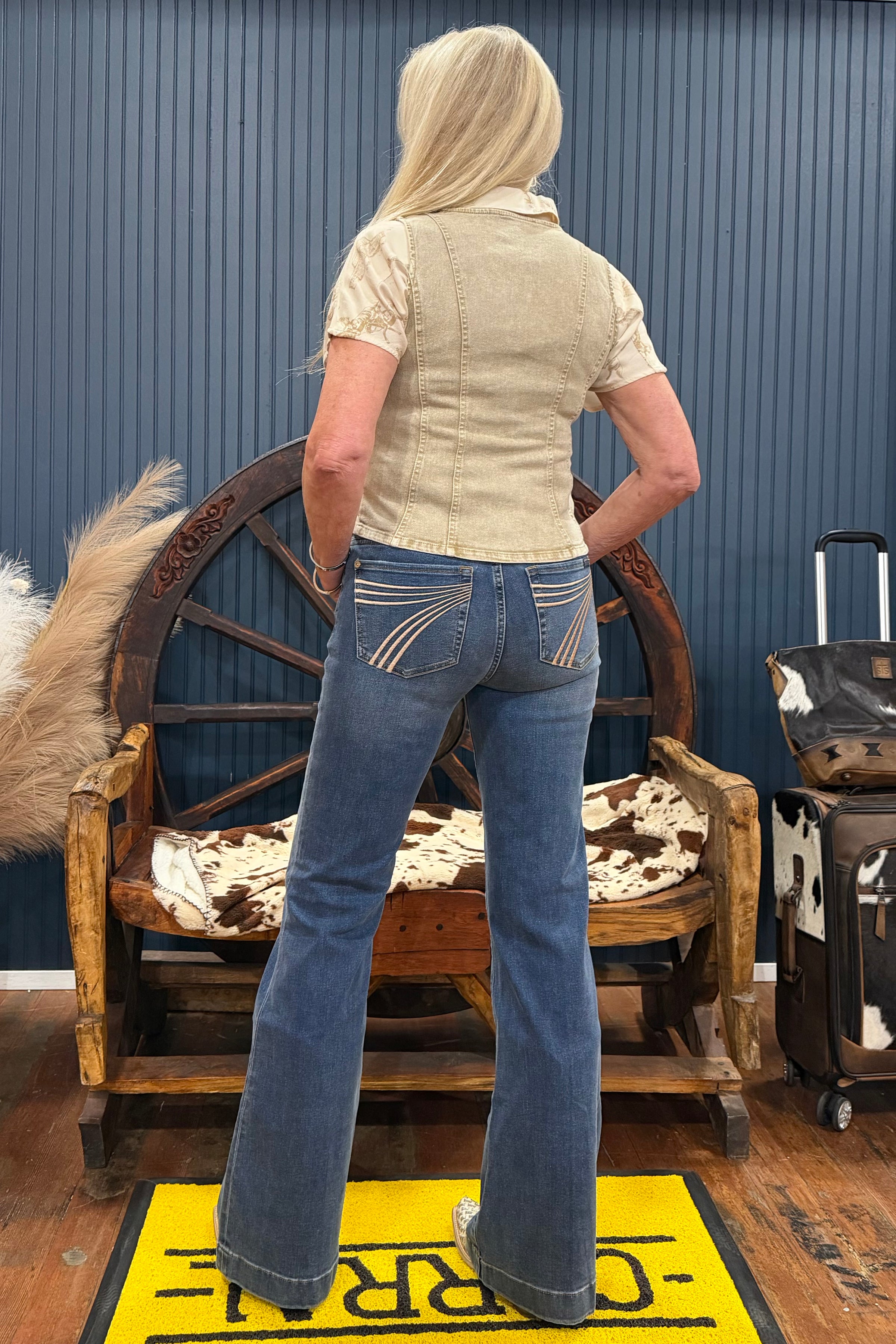 Dojo Trouser Flare By 7 For All Mankind in Gale Denim-Champagne-Flare-7 for all mankind-Gallop 'n Glitz- Women's Western Wear Boutique, Located in Grants Pass, Oregon