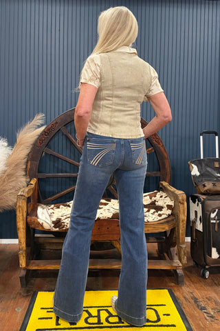 Dojo Trouser Flare By 7 For All Mankind in Gale Denim-Champagne-Flare-7 for all mankind-Gallop 'n Glitz- Women's Western Wear Boutique, Located in Grants Pass, Oregon