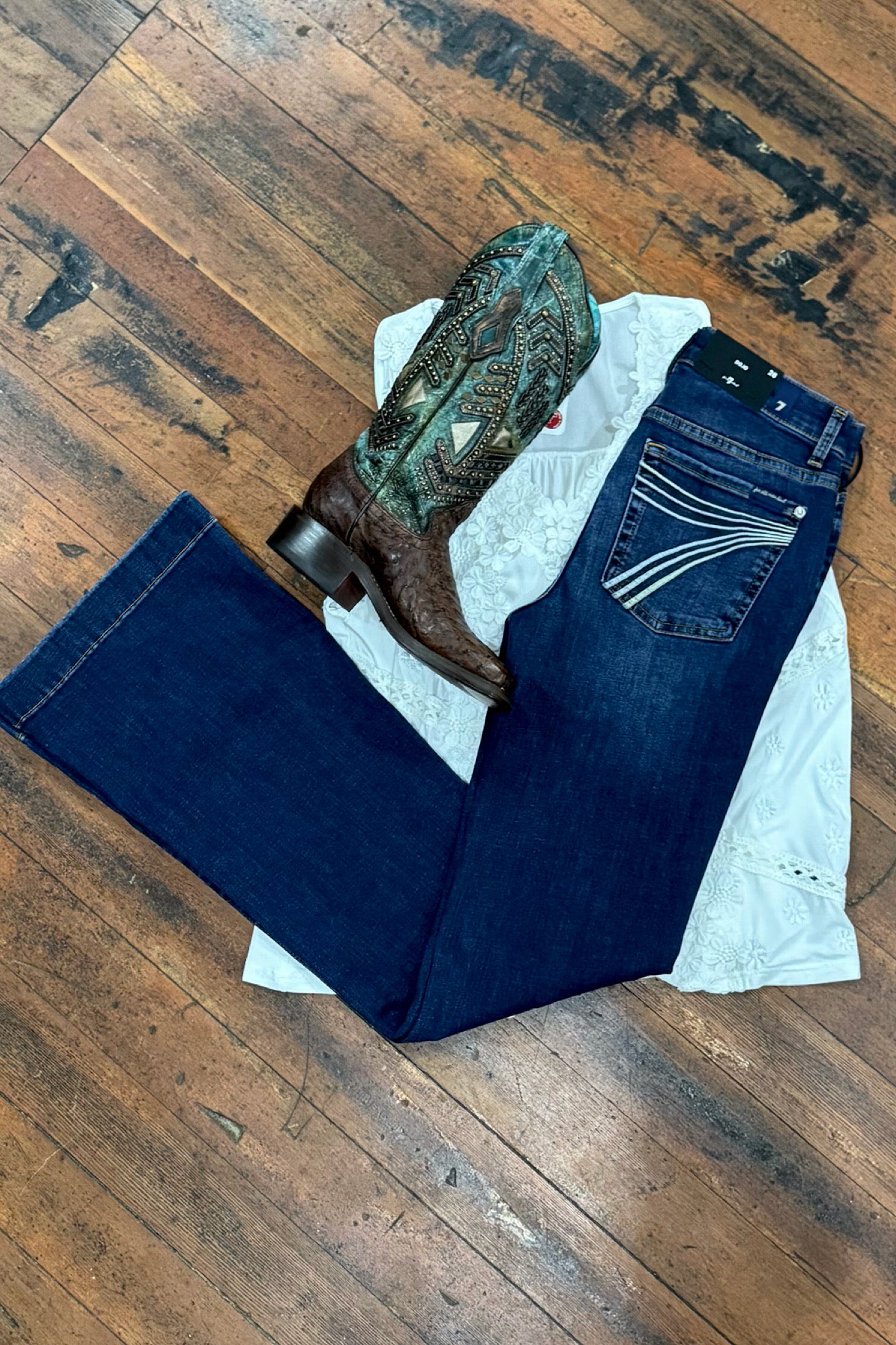 Andover Dojo Trouser Flare By 7 For All Mankind in 35"-Flare-7 for all mankind-Gallop 'n Glitz- Women's Western Wear Boutique, Located in Grants Pass, Oregon