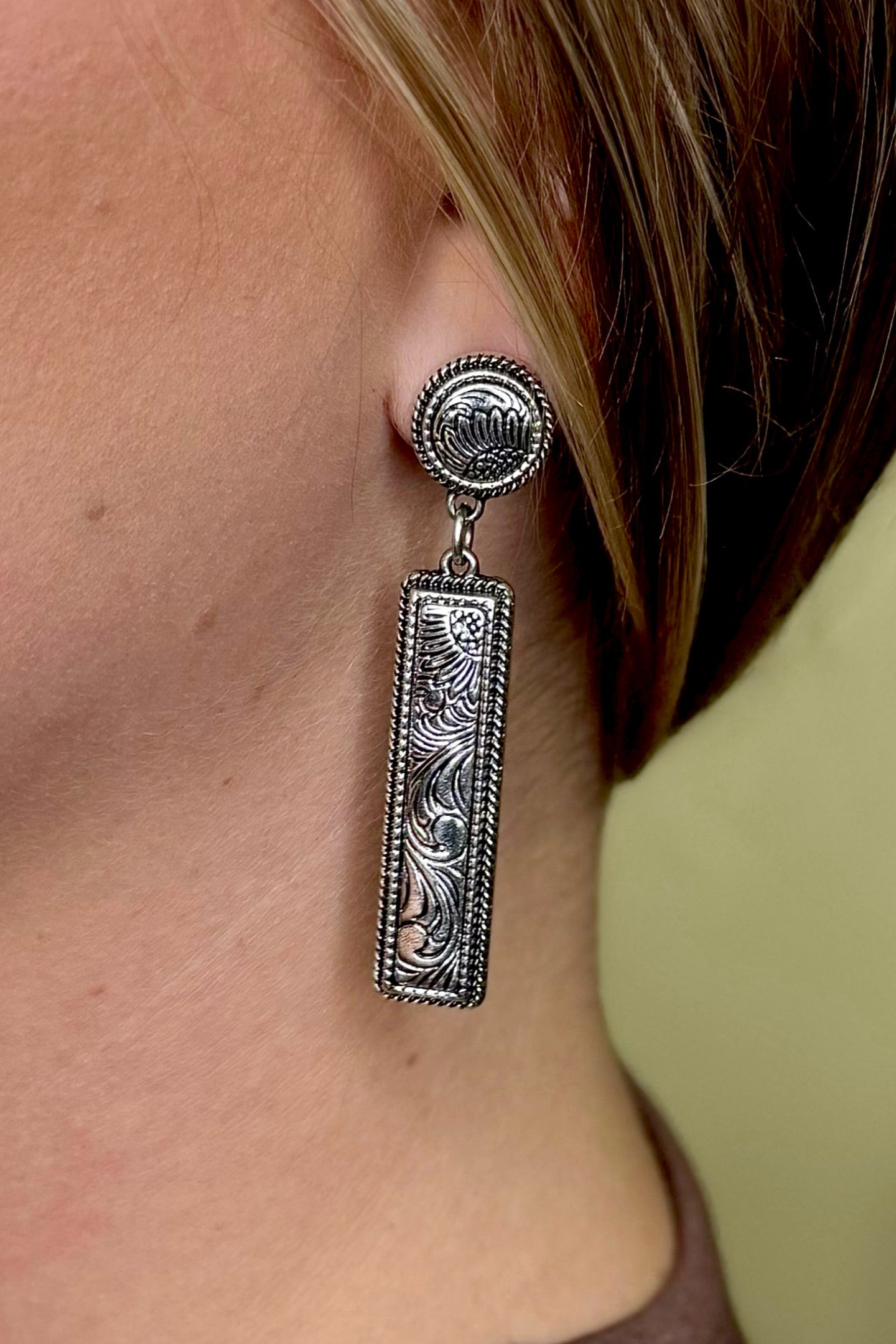 Silver Sage Earrings-Jewelry-Pink Panache-Gallop 'n Glitz- Women's Western Wear Boutique, Located in Grants Pass, Oregon