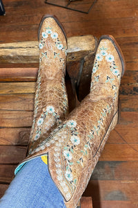 Floral Embroidered Distressed Snip Toe Boot by Corral Boots-Women's Boot-Corral Boots-Gallop 'n Glitz- Women's Western Wear Boutique, Located in Grants Pass, Oregon