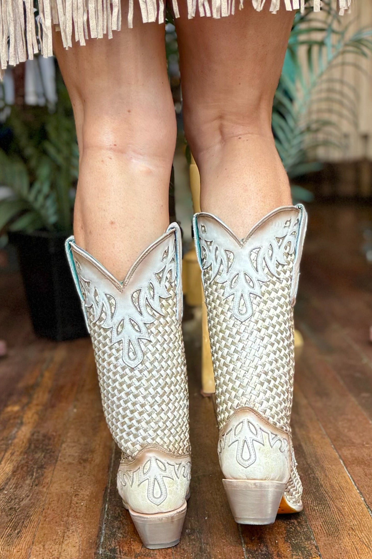 White Glitter Woven Snip Toe Toe Boot by Corral-Women's Boot-Corral Boots-Gallop 'n Glitz- Women's Western Wear Boutique, Located in Grants Pass, Oregon