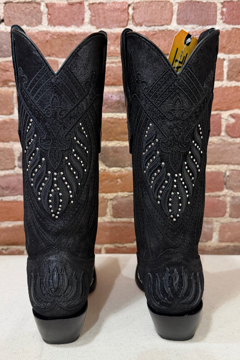 Black Studded and Embroidered Snip Toe Boot by Corral Boots-Women's Boot-Corral Boots-Gallop 'n Glitz- Women's Western Wear Boutique, Located in Grants Pass, Oregon