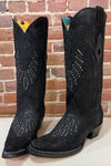 Black Studded and Embroidered Snip Toe Boot by Corral Boots-Women's Boot-Corral Boots-Gallop 'n Glitz- Women's Western Wear Boutique, Located in Grants Pass, Oregon