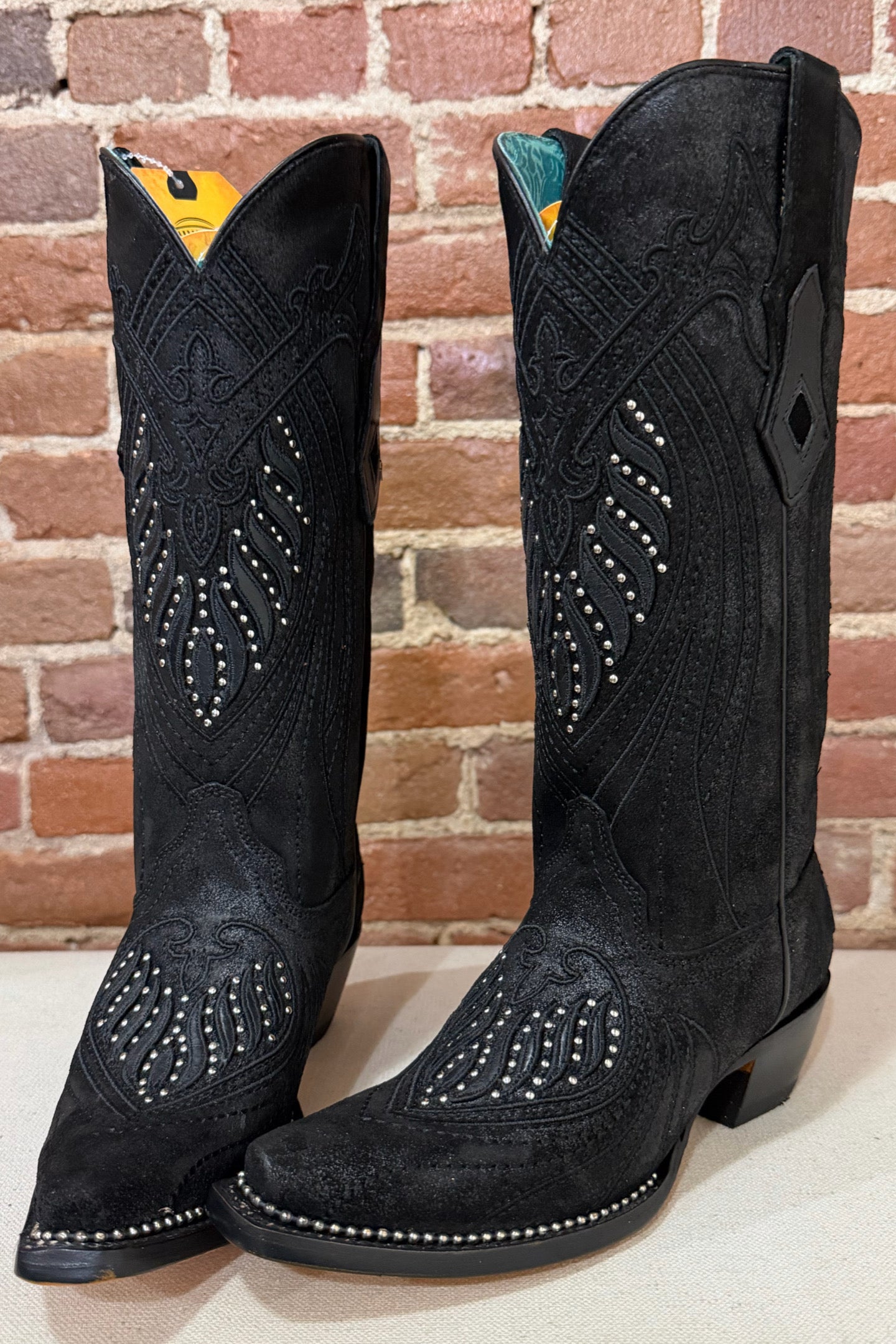 Black Studded and Embroidered Snip Toe Boot by Corral Boots-Women's Boot-Corral Boots-Gallop 'n Glitz- Women's Western Wear Boutique, Located in Grants Pass, Oregon