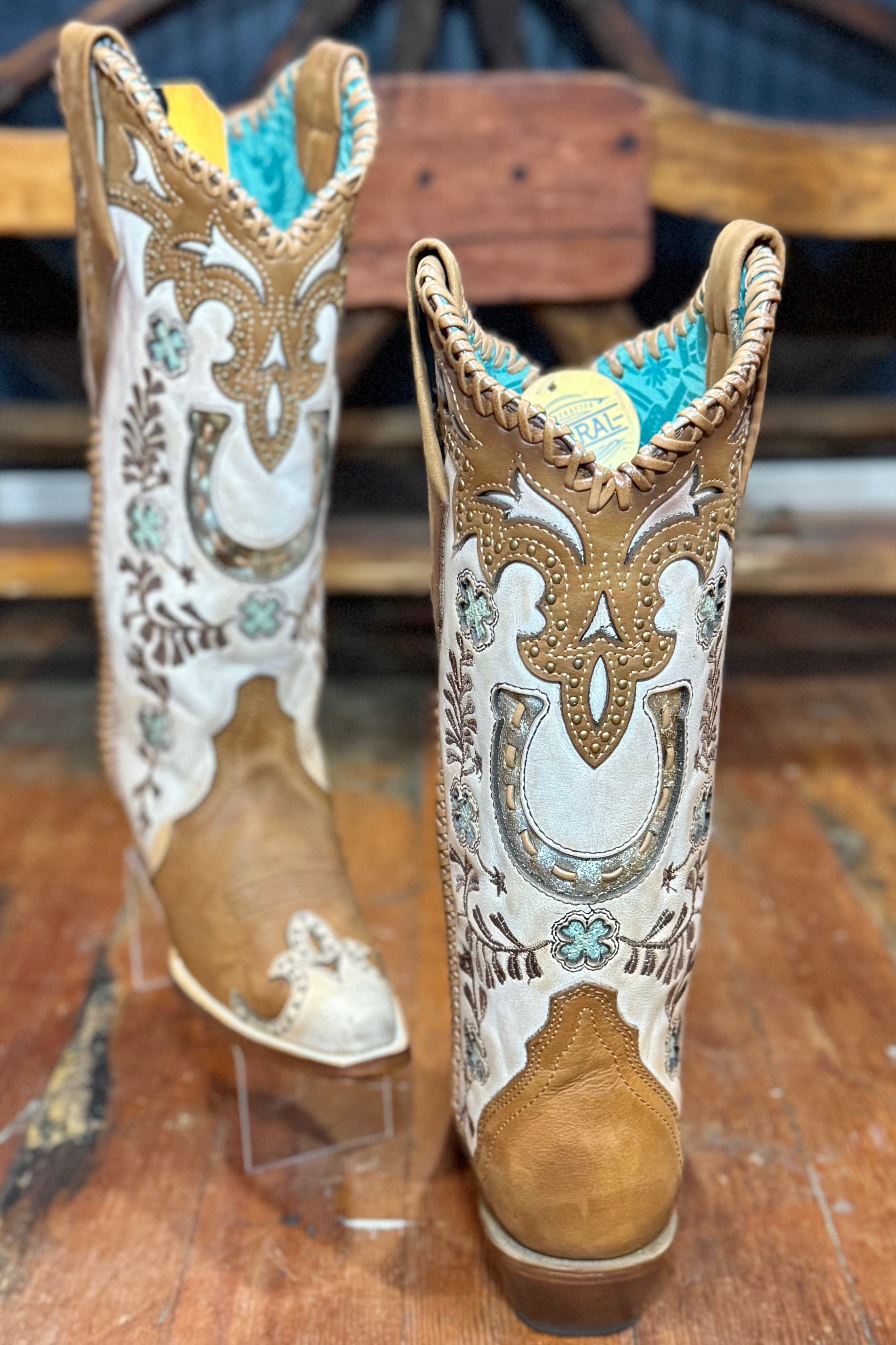 Honey Horseshoe Snip Toe Boot by Corral Boots-Women's Boot-Corral Boots-Gallop 'n Glitz- Women's Western Wear Boutique, Located in Grants Pass, Oregon