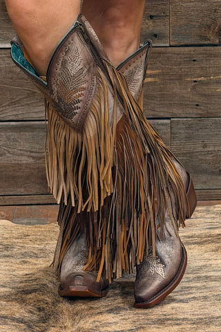 Wild Intentions Fringe and Studs Tall Boot by Corral