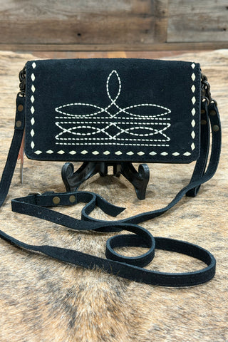 Black Suede Crossbody Organizer-Purse-American Darling-Gallop 'n Glitz- Women's Western Wear Boutique, Located in Grants Pass, Oregon