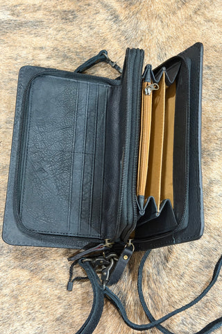 Black Suede Crossbody Organizer-Purse-American Darling-Gallop 'n Glitz- Women's Western Wear Boutique, Located in Grants Pass, Oregon