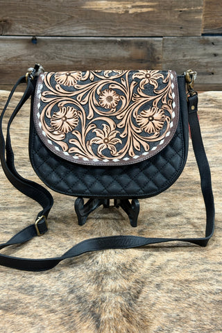 Tooled Flap Quilted Crossbody Bag-Purse-American Darling-Gallop 'n Glitz- Women's Western Wear Boutique, Located in Grants Pass, Oregon