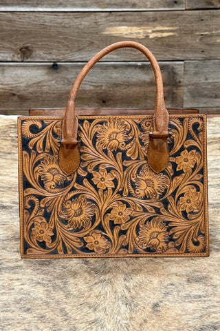 Floral Tooled Satchel-Purse-American Darling-Gallop 'n Glitz- Women's Western Wear Boutique, Located in Grants Pass, Oregon