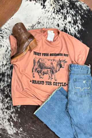Brand Your Cattle Graphic Tee-Graphic Tee-Avery-Gallop 'n Glitz- Women's Western Wear Boutique, Located in Grants Pass, Oregon
