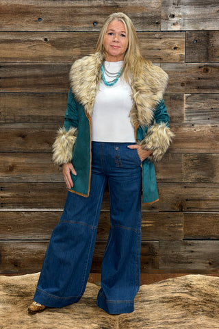 The Arna Faux Suede Wrap Jacket with Fur Collar-Jacket-Tasha Polizzi-Gallop 'n Glitz- Women's Western Wear Boutique, Located in Grants Pass, Oregon